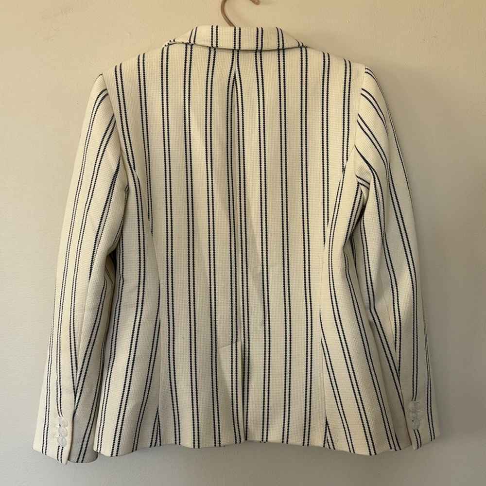Talbots Lined Jacket White Navy Striped Beautifully Made Sz 6 PERFECT COND - Picture 6 of 9